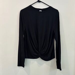 Black Long Sleeve Twist Knot Top